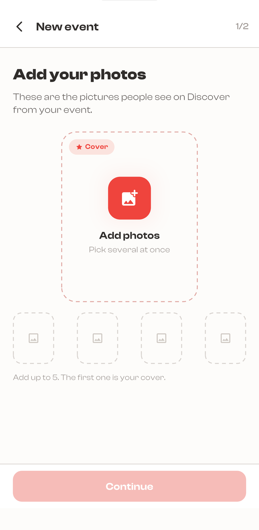 The UpTo app: adding your photos when creating an event