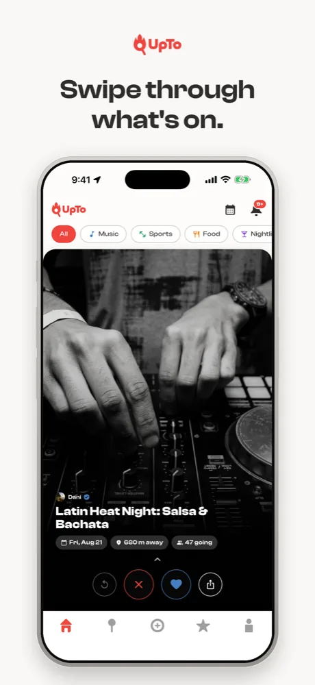 UpTo Discover: swipe through events